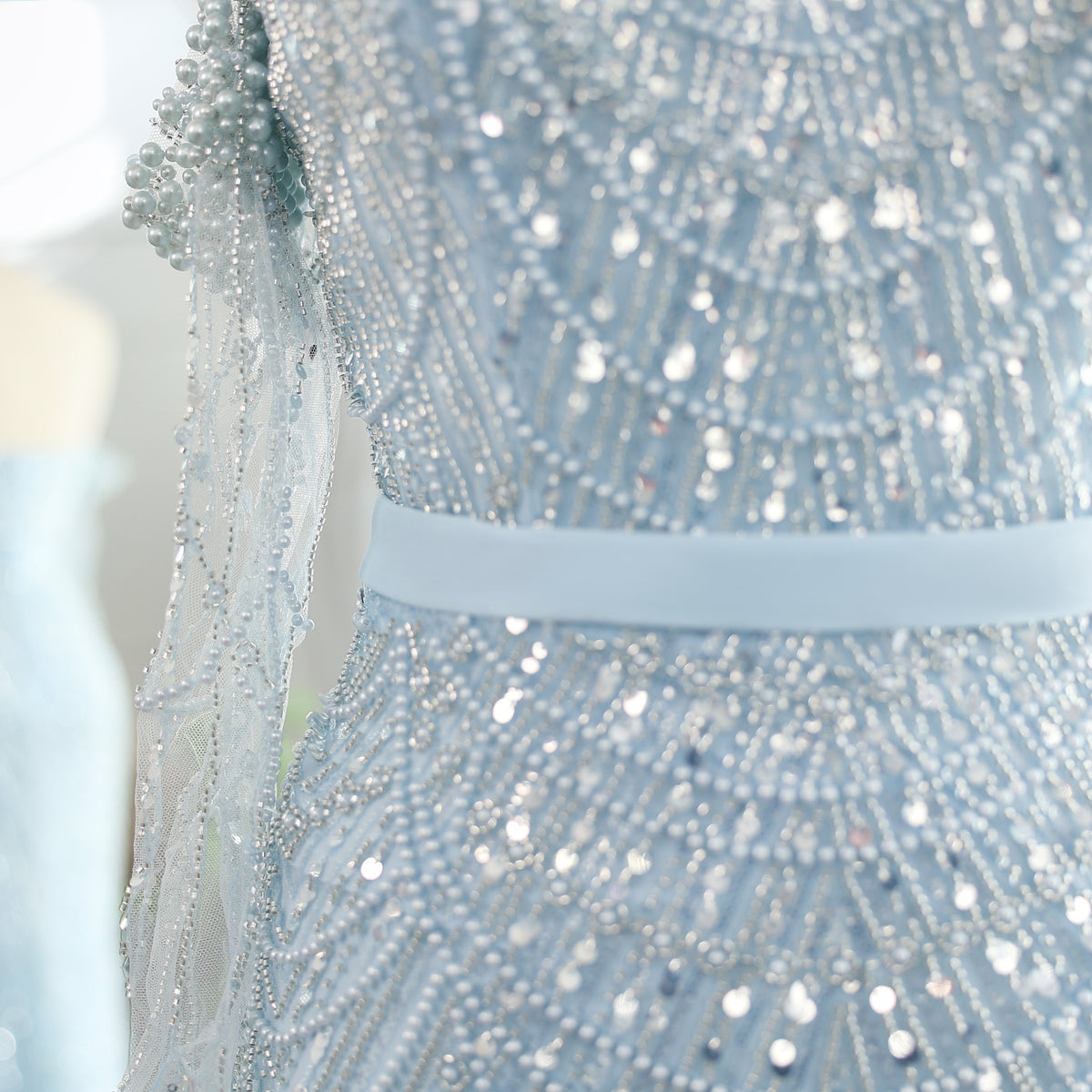 Luxury Nude Halter Mermaid Evening Dress with Gloves SS689 