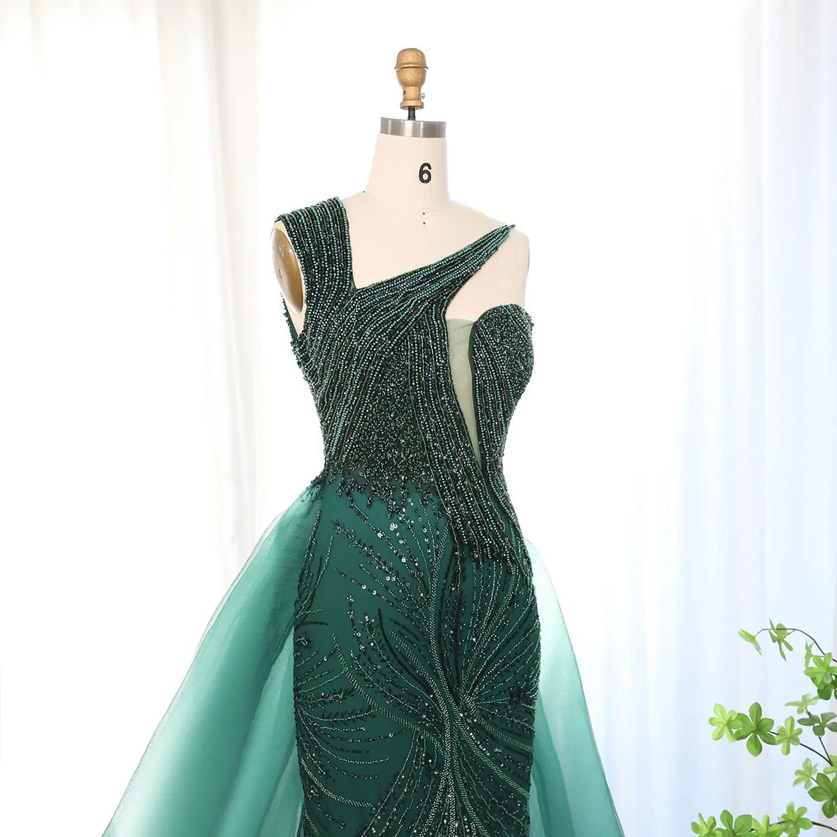Luxury Emerald Green Evening Dress with Overskirt Ss128 Luxury Emerald Green Evening Dress with Overskirt Ss128