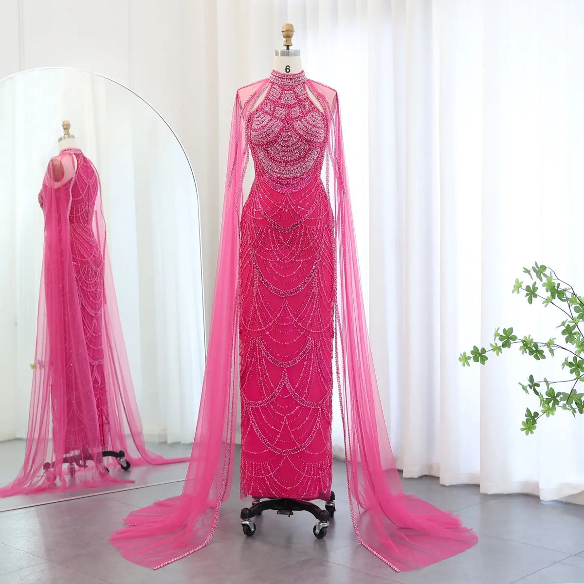 Luxury Black Evening Dress with Cape Sleeves SS209 - SHARONSAID Luxury Black Evening Dress with Cape Sleeves SS209 - SHARONSAID
