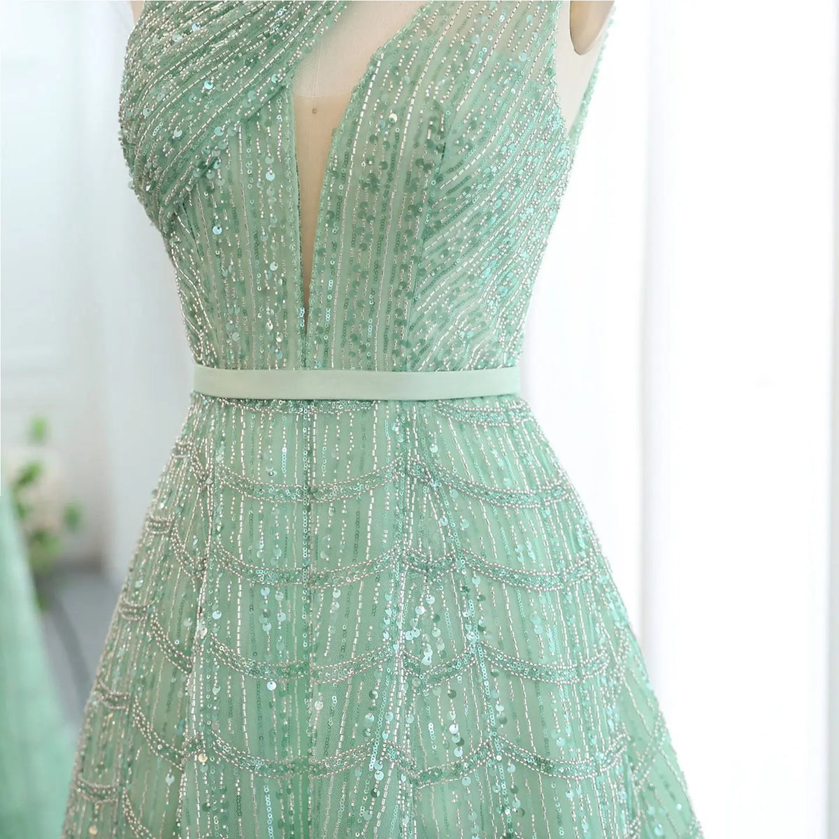 Luxury Beaded Lilac Halter One Shoulder Evening Dress SS329 