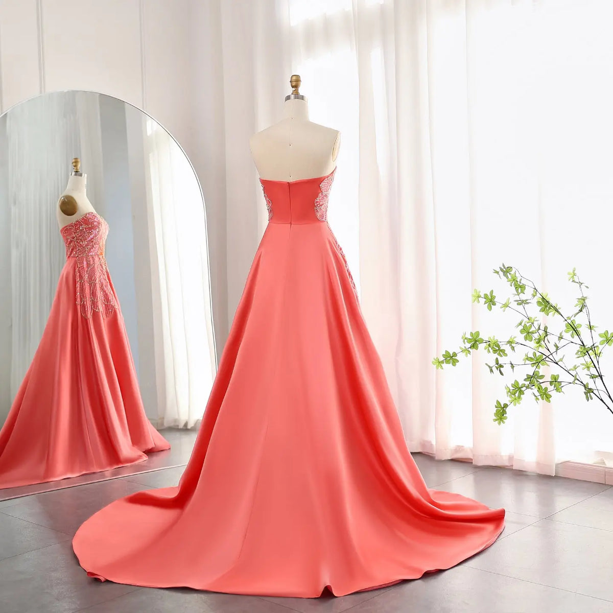 Luxury Beaded Butterfly Beige Strapless Evening Dress SS467 - SHARONSAID Luxury Beaded Butterfly Beige Strapless Evening Dress SS467 - SHARONSAID