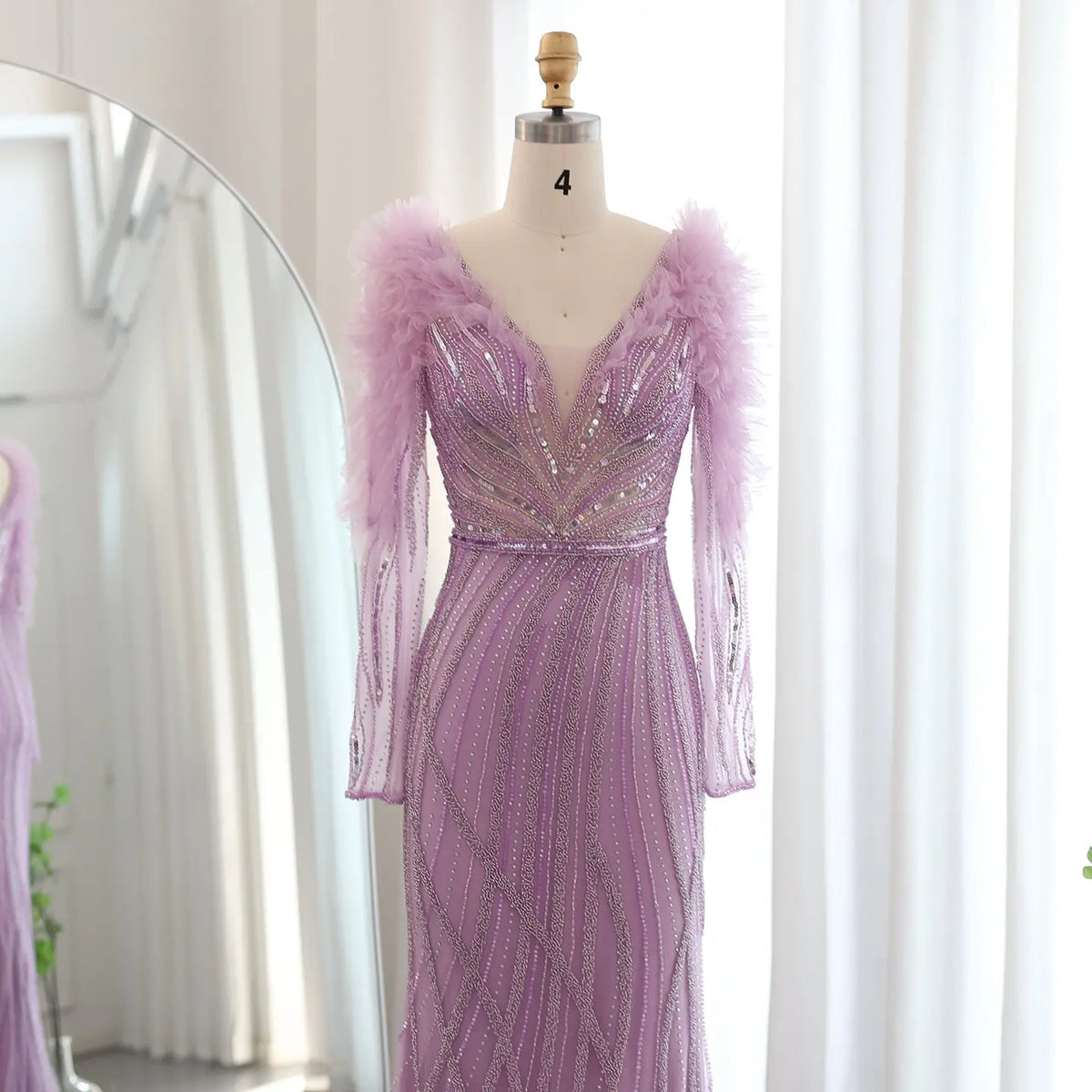 Luxury Long Sleeves Lilac Evening Dress SS433 