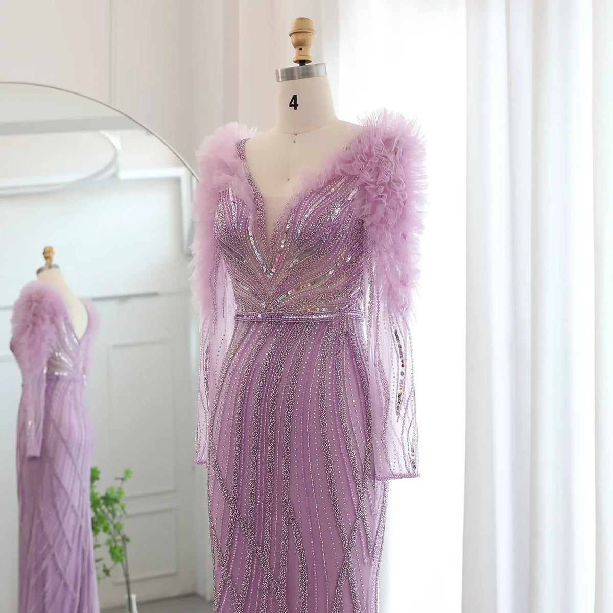 Luxury Long Sleeves Lilac Evening Dress SS433 