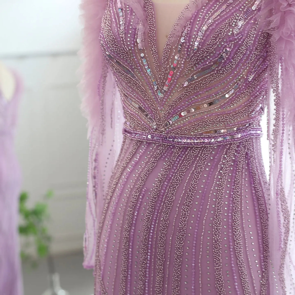 Luxury Long Sleeves Lilac Evening Dress SS433 