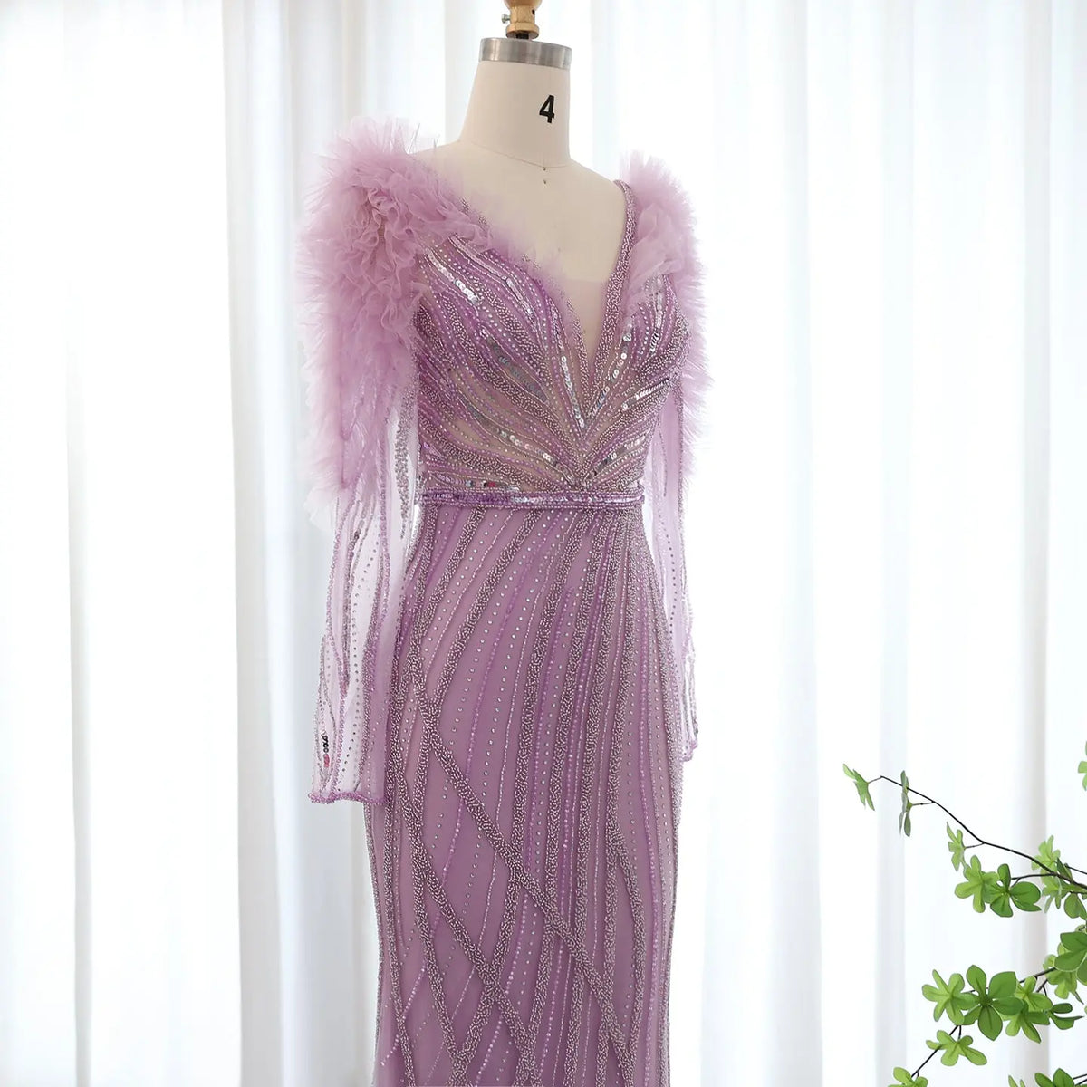 Final Sale Mermaid Luxury Long Sleeves Lilac Evening Dress SS433 Final Sale Mermaid Luxury Long Sleeves Lilac Evening Dress SS433