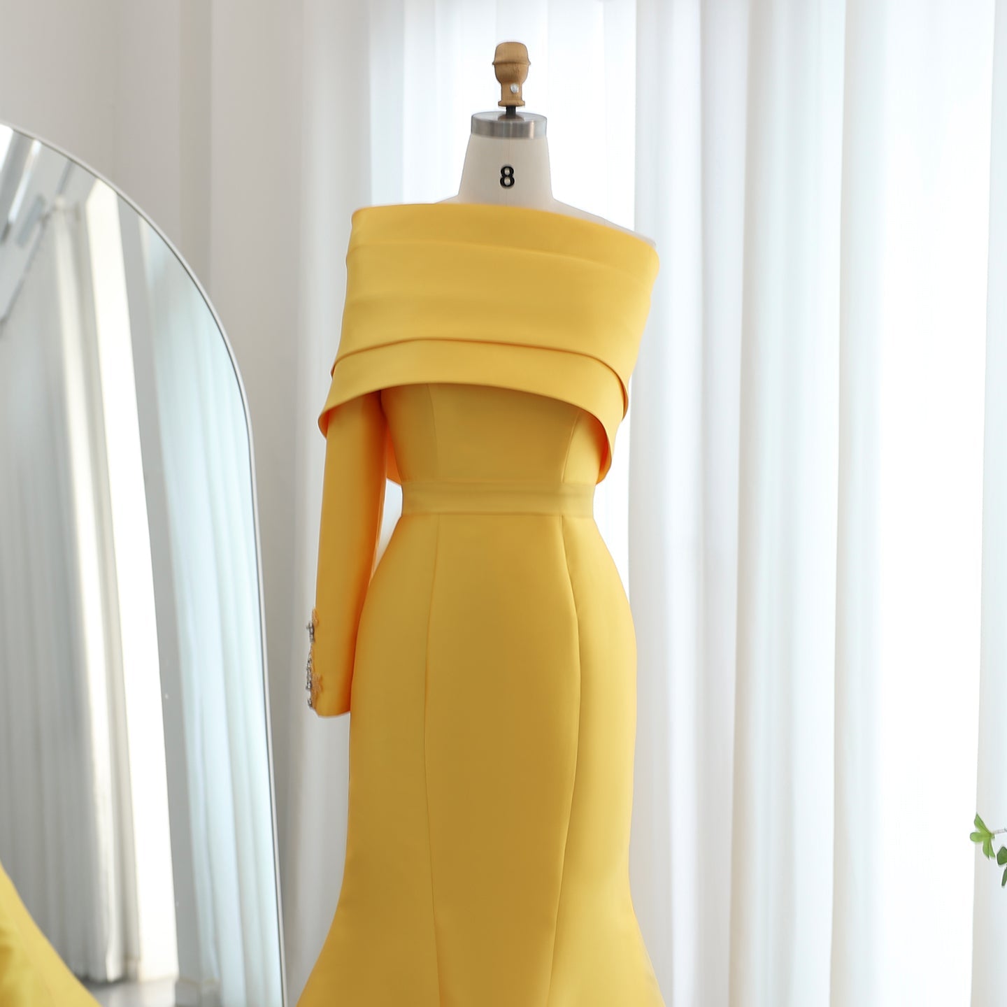 Elegant Yellow One Shoulder Mermaid Evening Dress SS414 – SHARONSAID