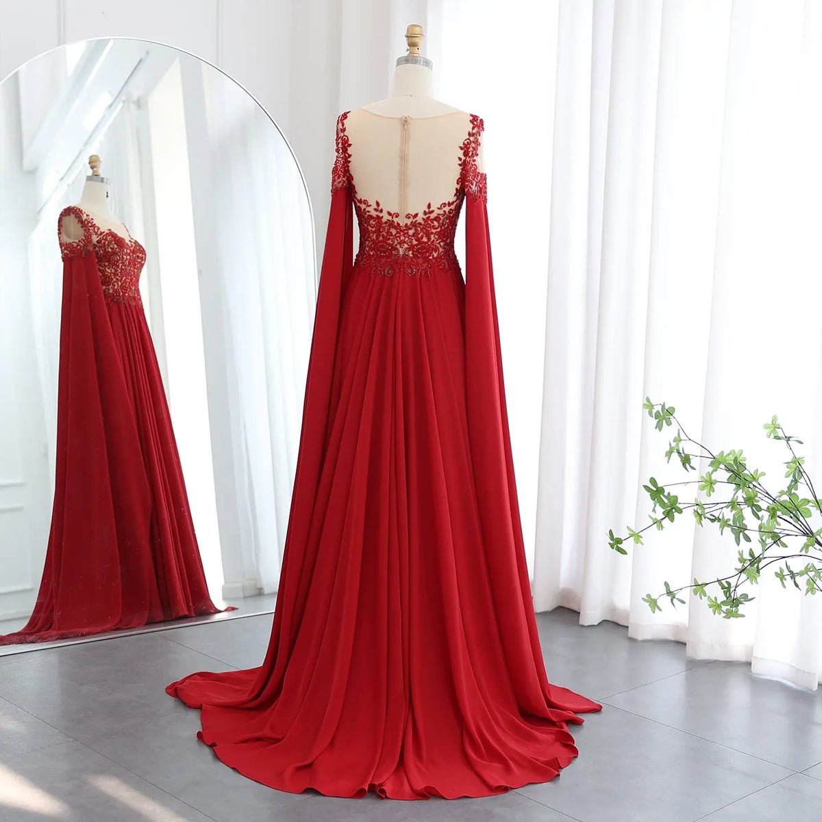 red chiffon evening dress Sexy Red Front Slit Chiffon Evening Dress Strapless Sequins Long