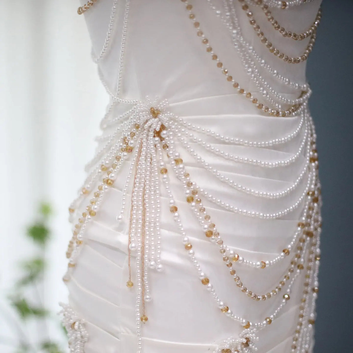 white pearl party dress Kristi Pearl Embellished Dress Retrofete