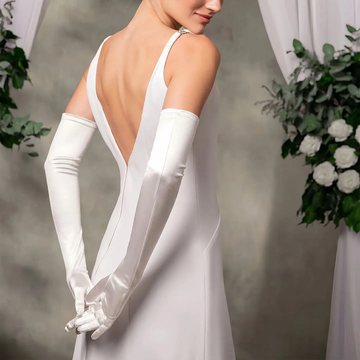 Long Satin Weeding Gloves  Bridal Prom  Accessories GL003-1