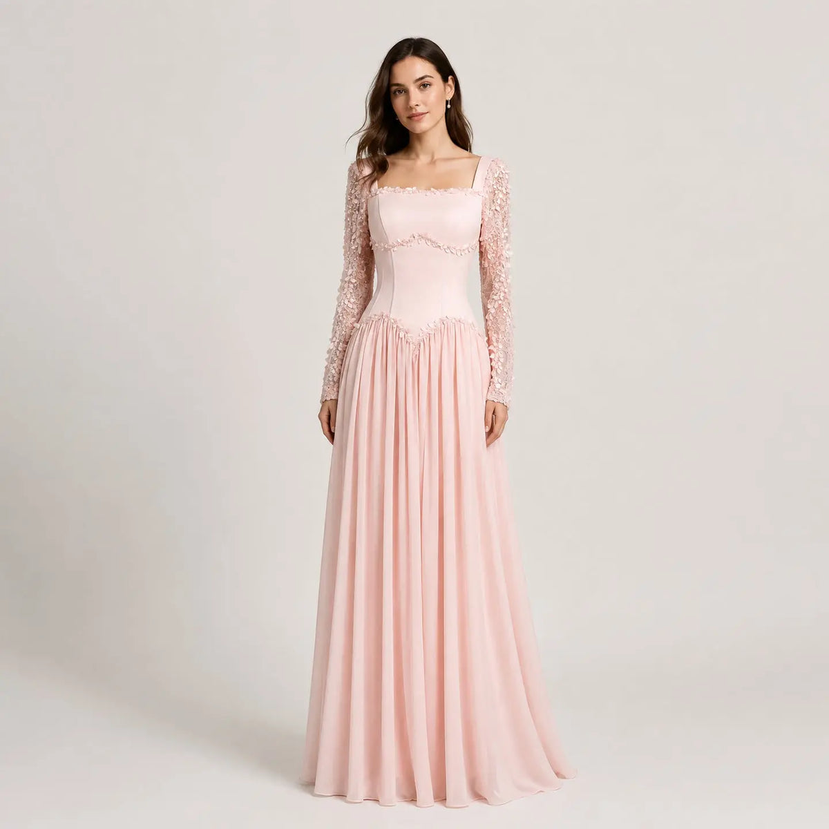 Romantic Pink Floral Lace Evening Dress SF239