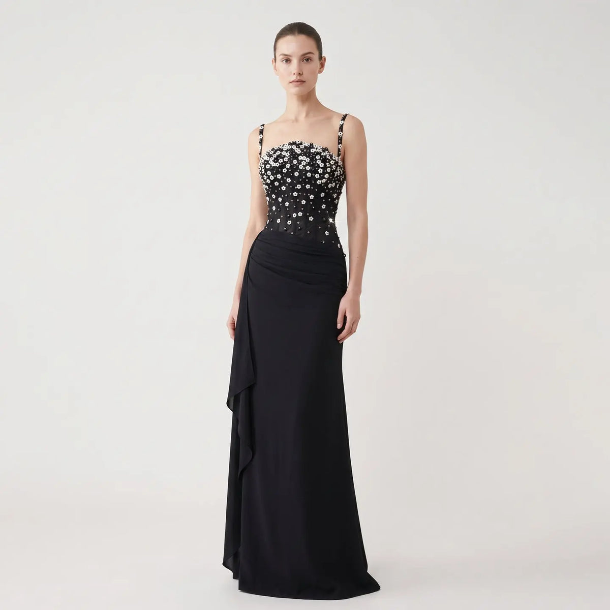 Black Beaded Corset Mermaid Evening Dress SS248