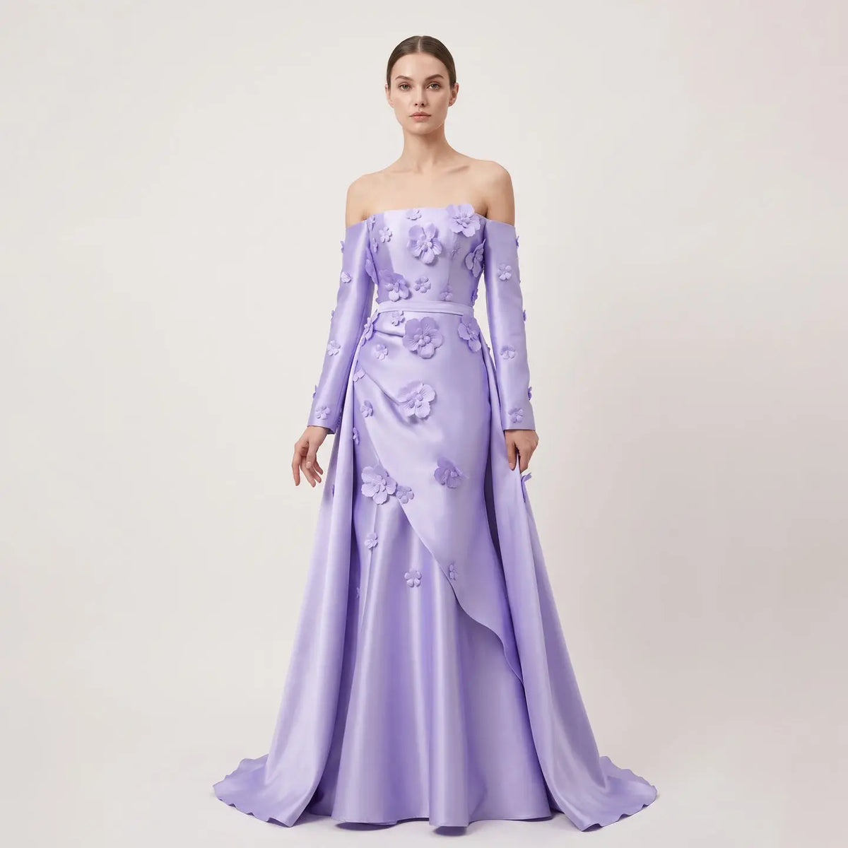 Simple Pink 3D Flower Evening Dress with Overskirt SS266