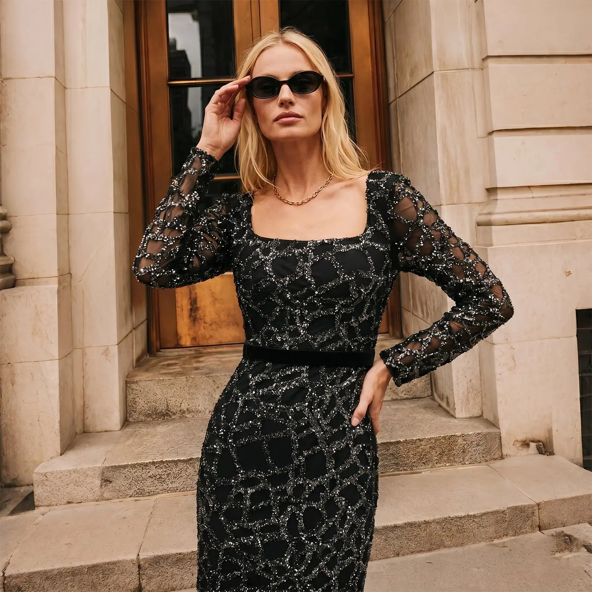 Luxury Tassel Long Sleeve Evening Dress SS347-3