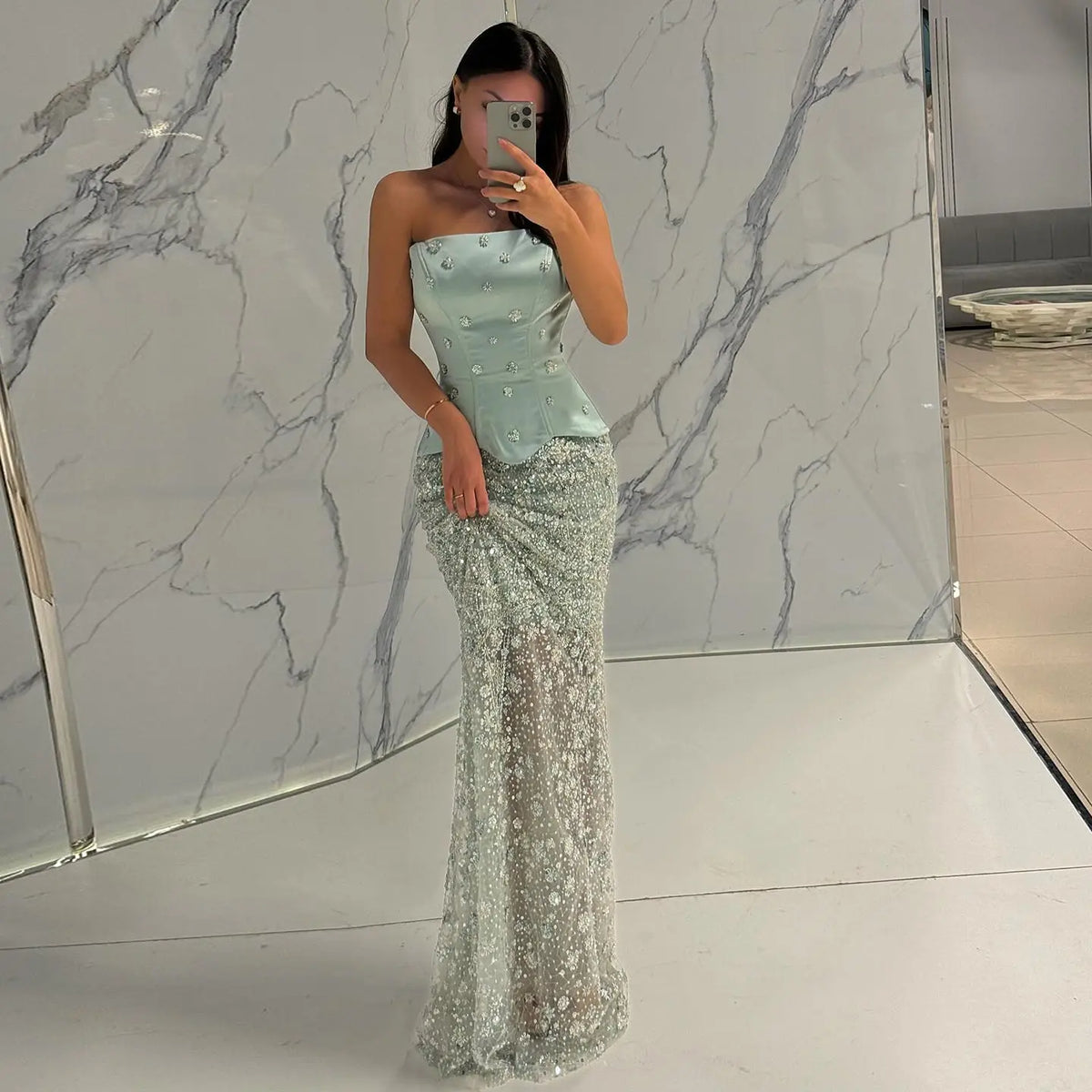 Chic Lilac Two Pieces Evening Dress with Spaghetti Straps SS697 Chic Lilac Two Pieces Evening Dress with Spaghetti Straps SS697