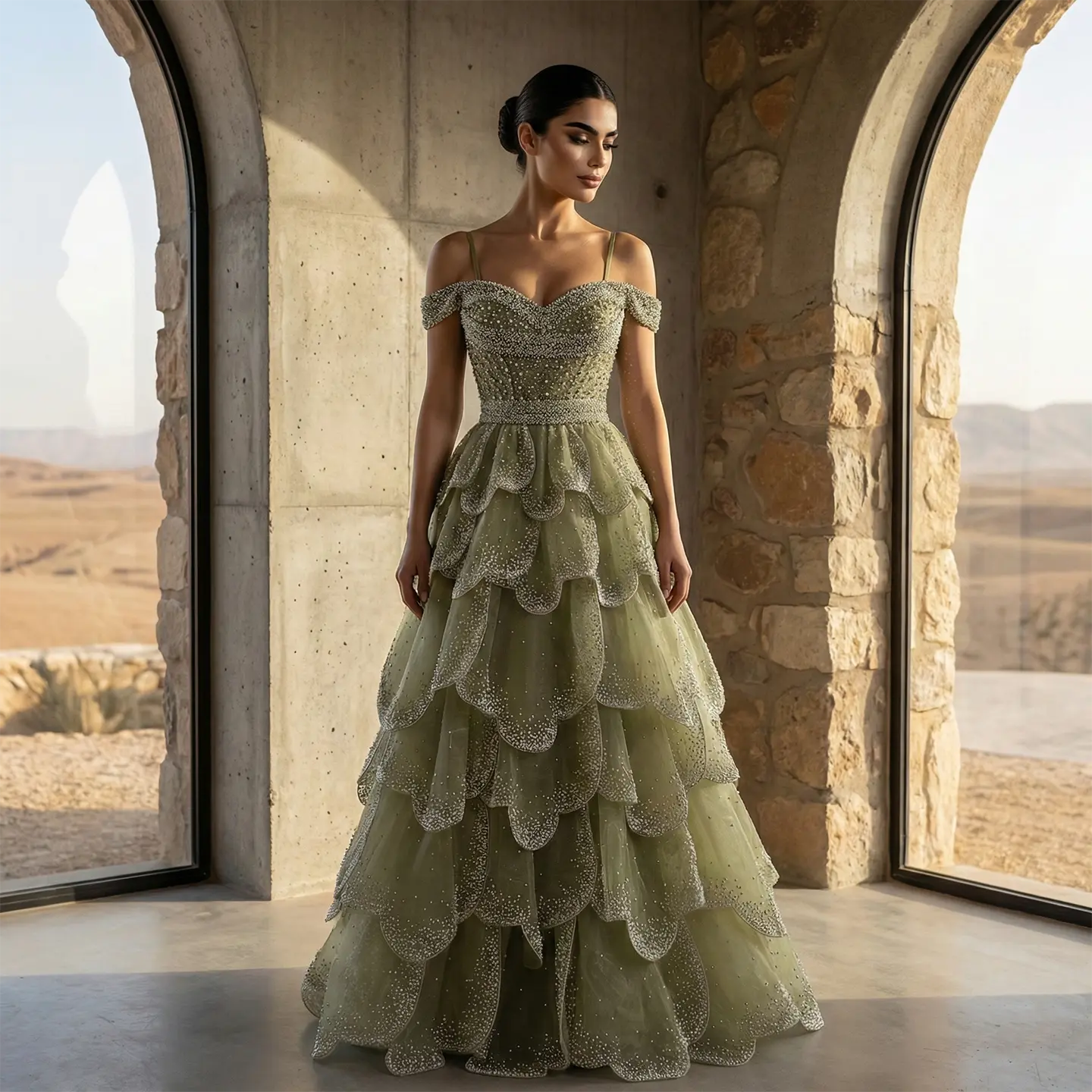 chinese dress ladies Luxury Strapless Tiered Ruffles Wedding Dress Photoshoot Elegant Bridal Gown main image 0