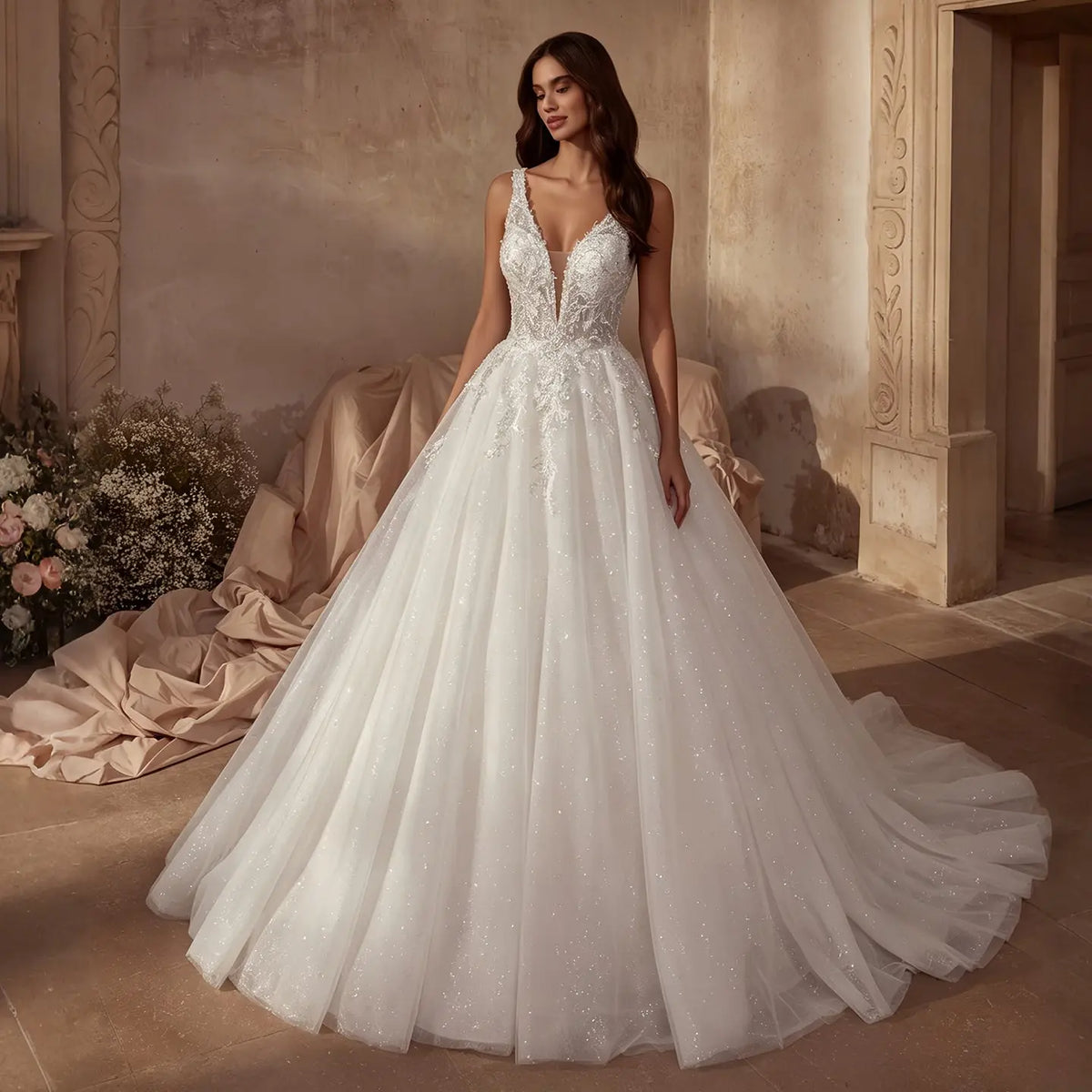 White Lace Corset Wedding Dress SW710