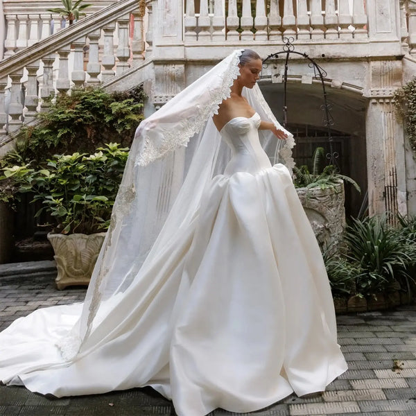 white satin wedding dress Simple Mermaid Sweetheart White Satin Wedding Dresses Diamond White / 20