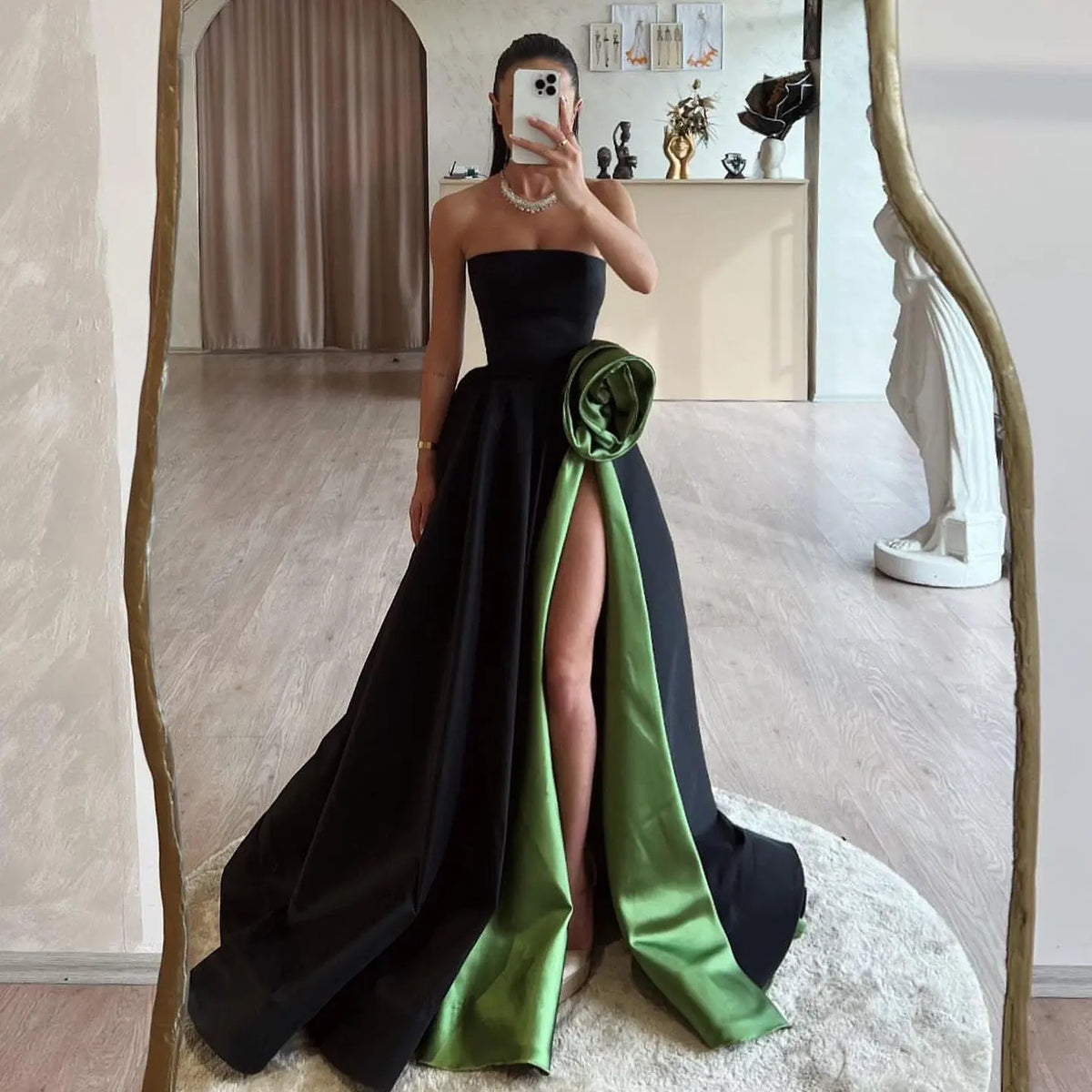 Elegant Black Strapless 3D Flower Evening Dress SF099 - SHARONSAID Elegant Black Strapless 3D Flower Evening Dress SF099 - SHARONSAID