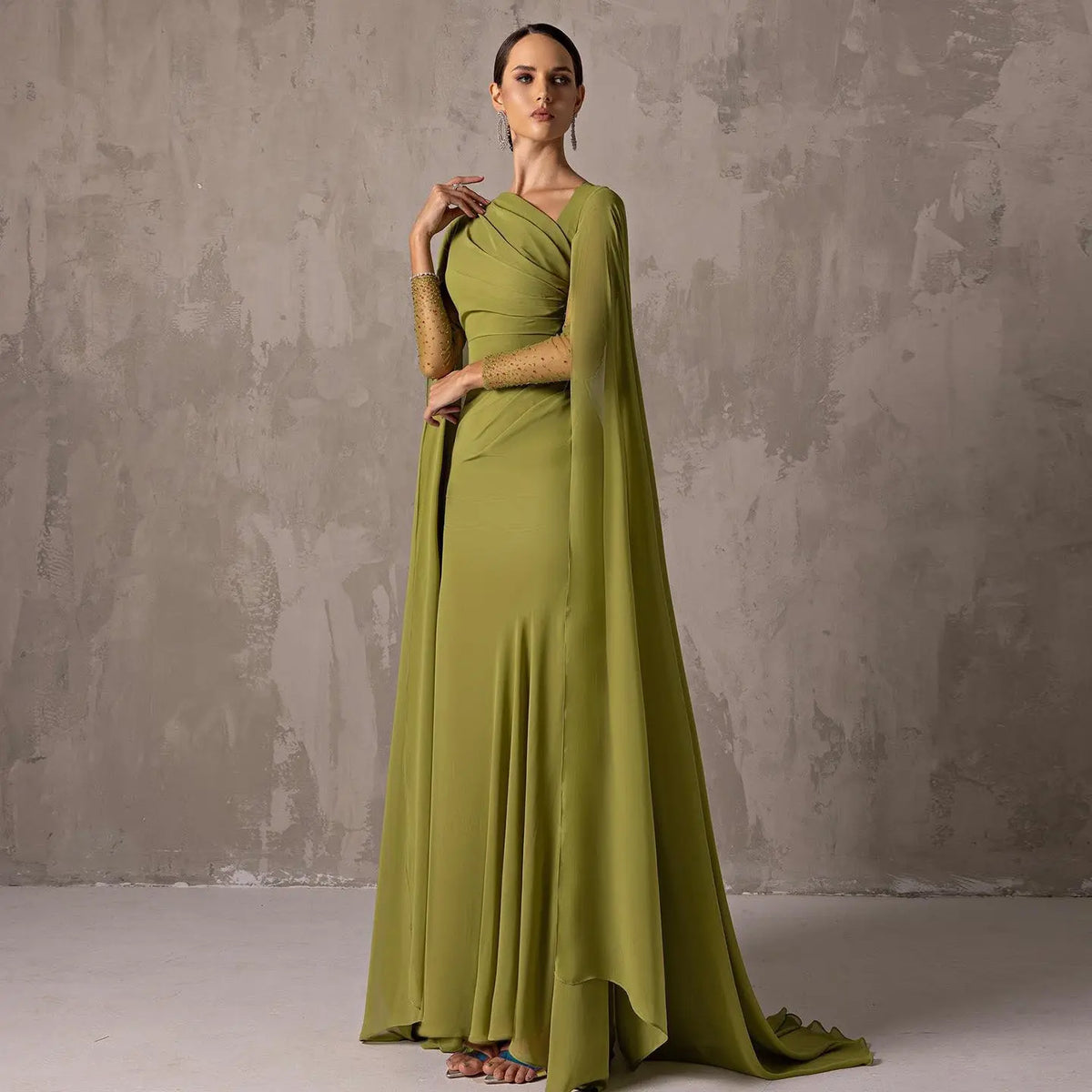 Elegant Green Long Sleeve Evening Dress SF051 - SHARONSAID Elegant Green Long Sleeve Evening Dress SF051 - SHARONSAID