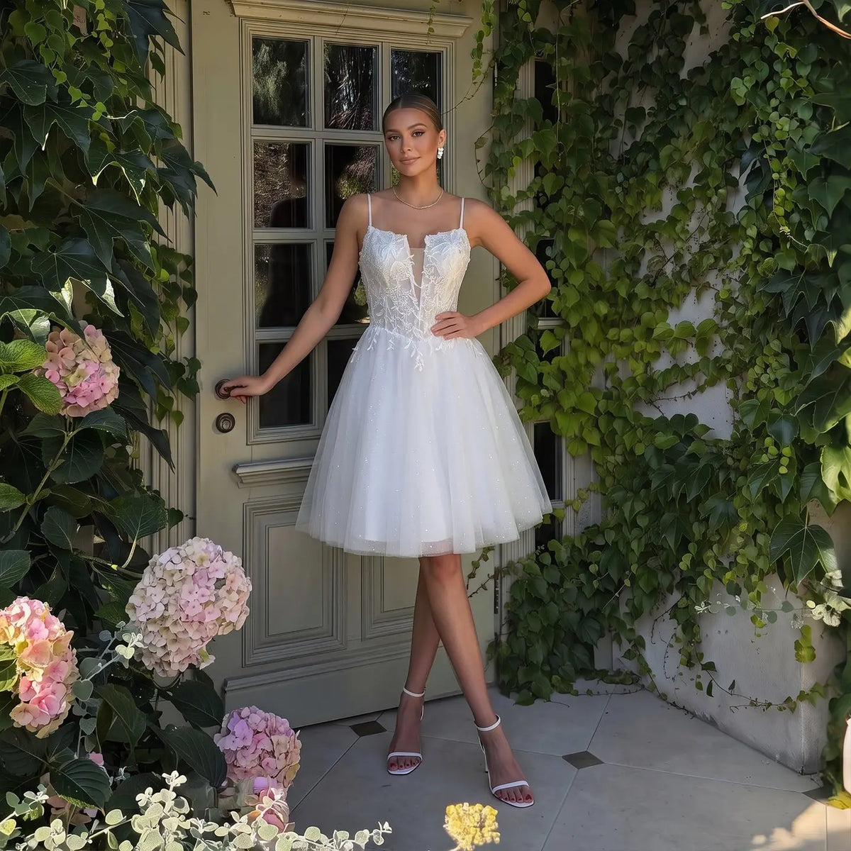 Luxury Floral Applique Sheer Corset Bodice Homecoming Dress RM140
