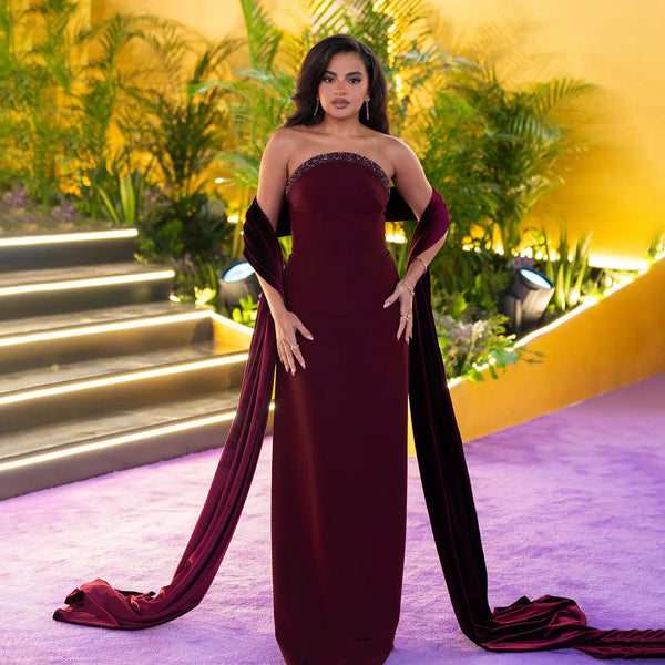 wine elegant dress Wine Red Long Wedding-Guest Dress: Ladivine CH386 Wine / Medium