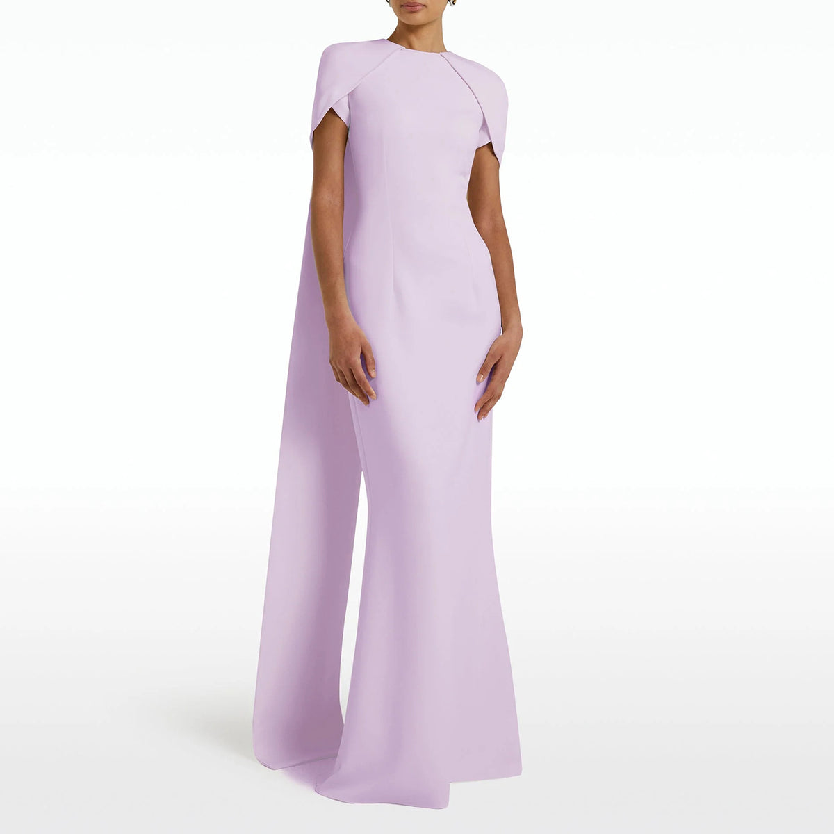 Simple Lilac Straight Evening Dress with Cape SF033