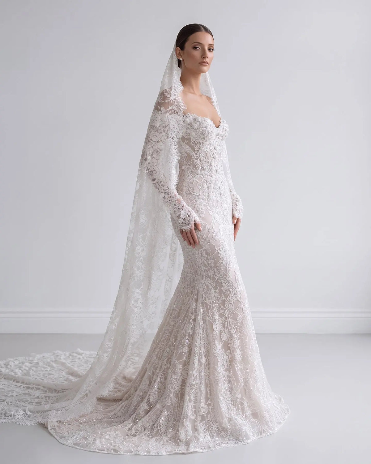 Ivory Off Shoulder Lace Mermaid Wedding Dress SW176