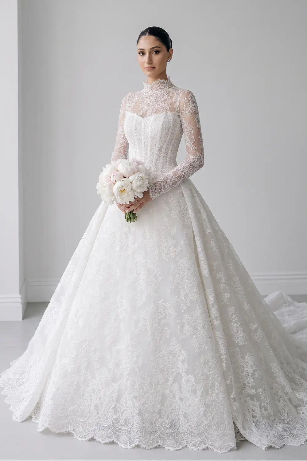Luxury High Neck Lace Wedding Dress SW519