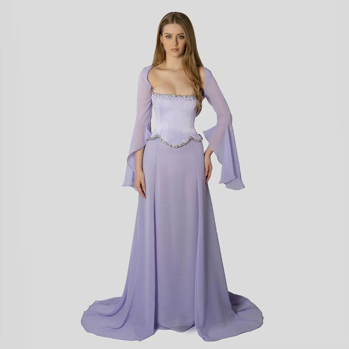 Elegant Arabic Beaded 2 Pieces Evening Dress with Jacket SF274
