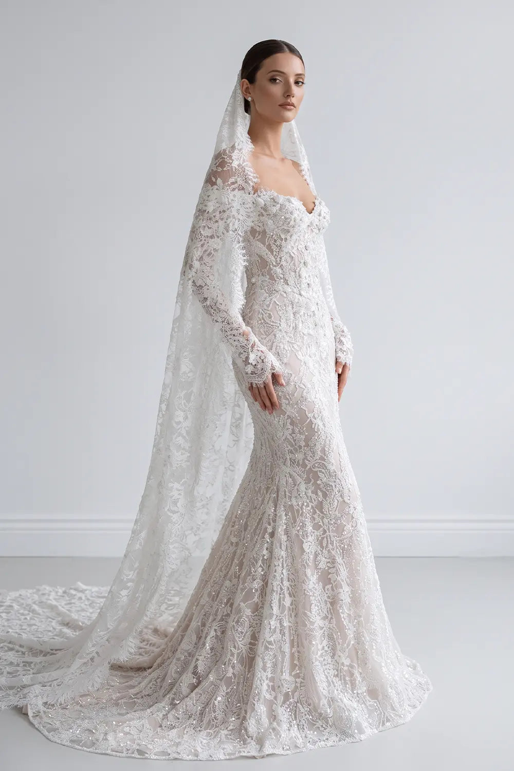Ivory Off Shoulder Lace Mermaid Wedding Dress SW176