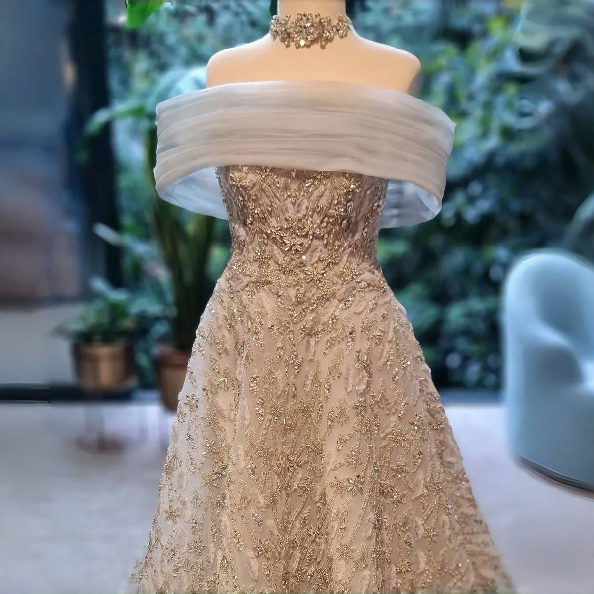 Luxury Orange Sequin Beaded Embroidered Evening Dress SS542 