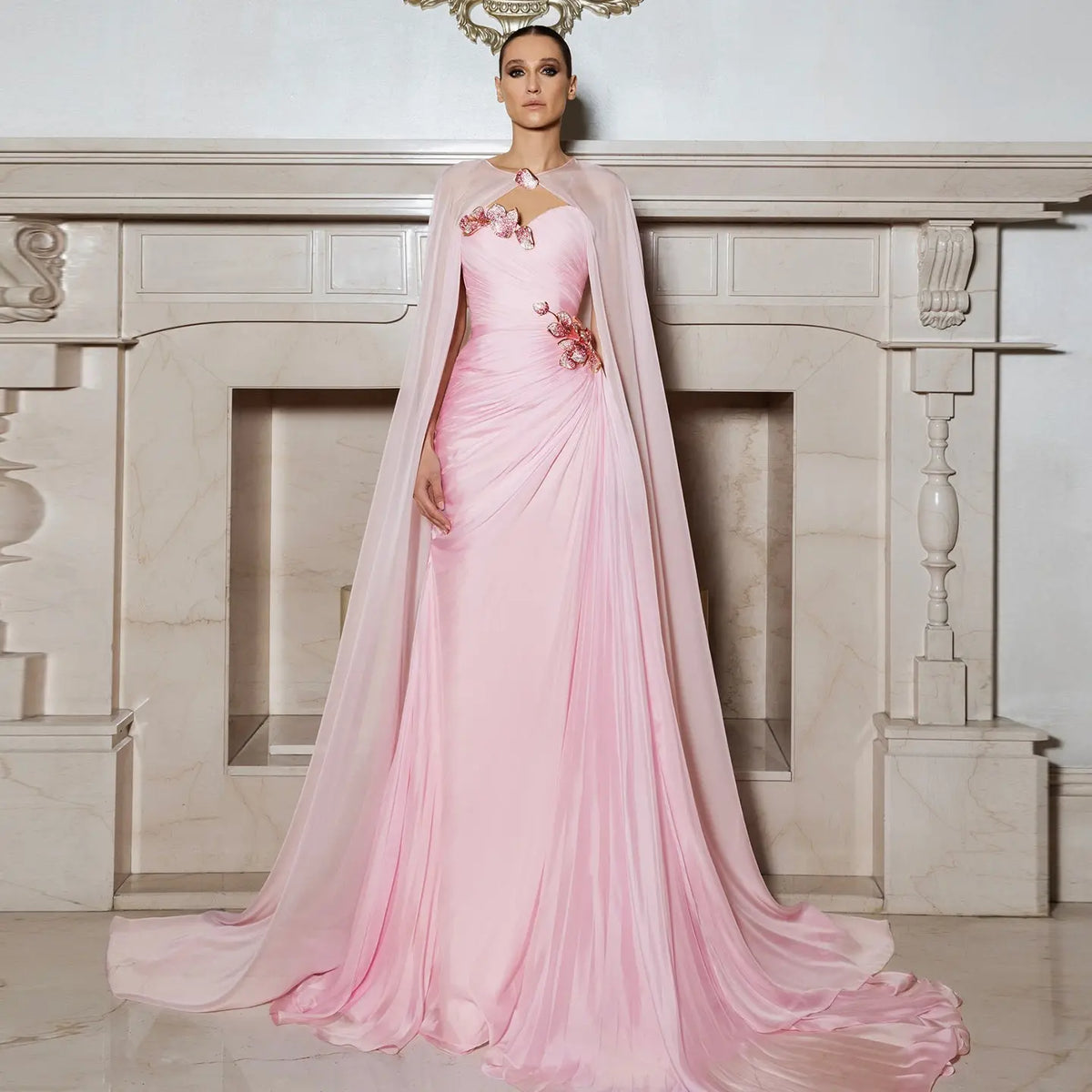 long dress with cape overlay Orla Cape Maxi Dress
