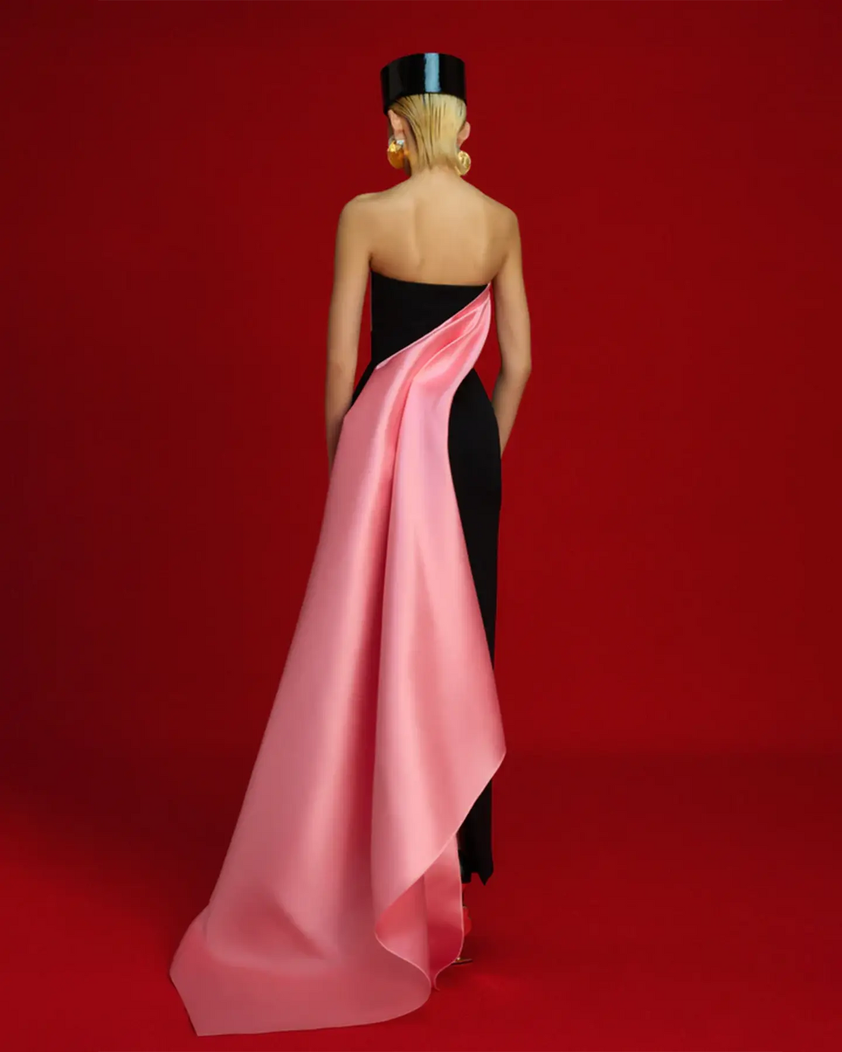 Elegant Pink Strapless Evening Dress with Gloves SF123 - SHARONSAID Elegant Pink Strapless Evening Dress with Gloves SF123 - SHARONSAID