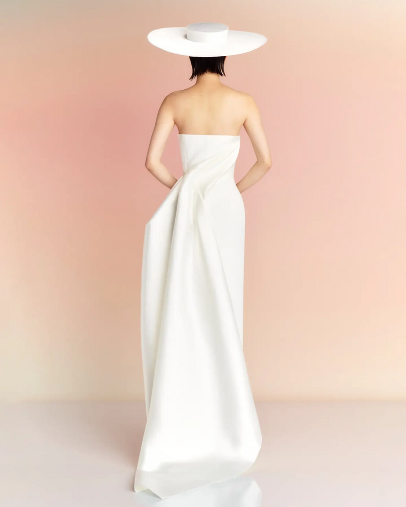 Elegant Pink Strapless Evening Dress with Gloves SF123 