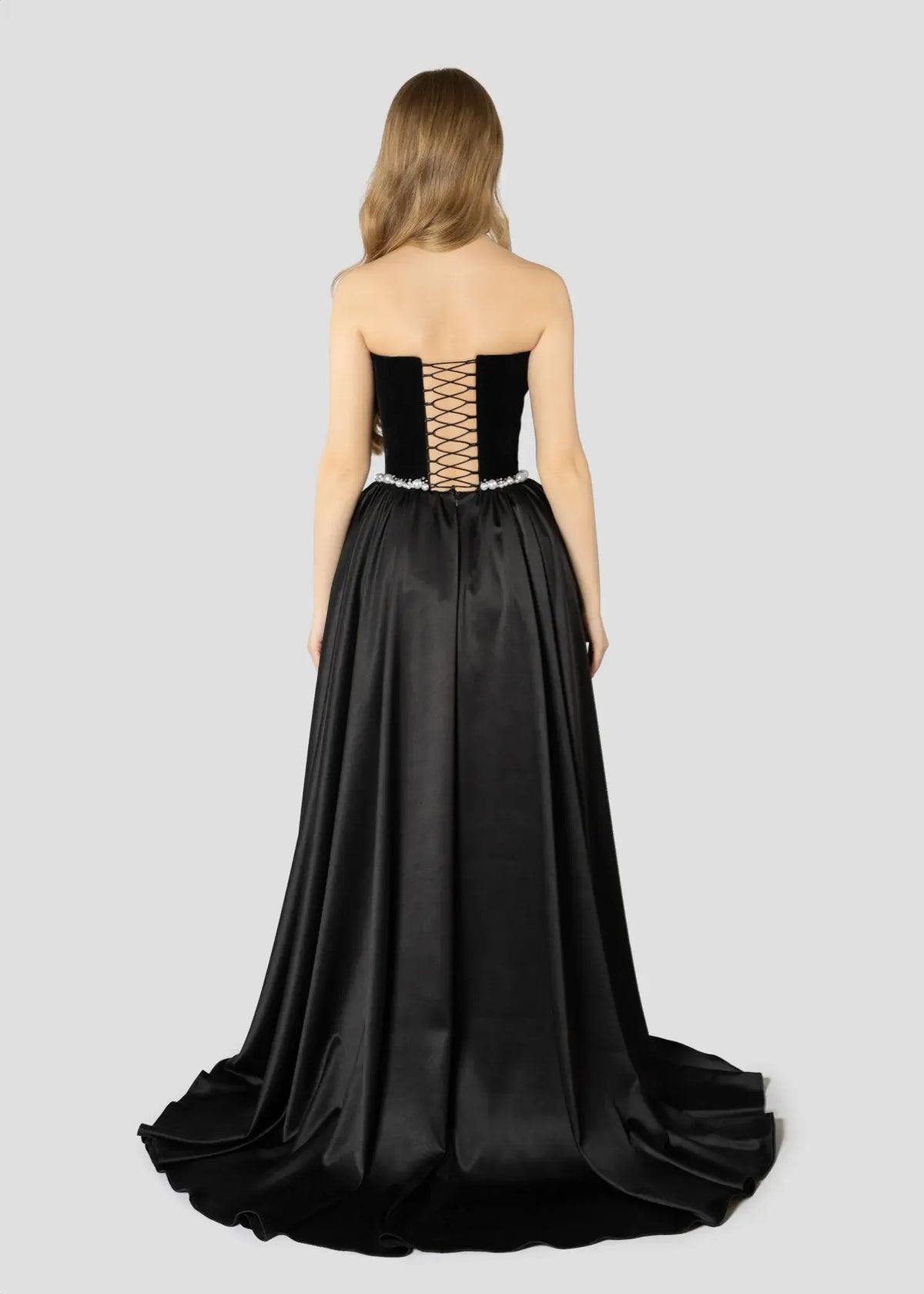 Elegant Black Strapless Evening Dress SF534 