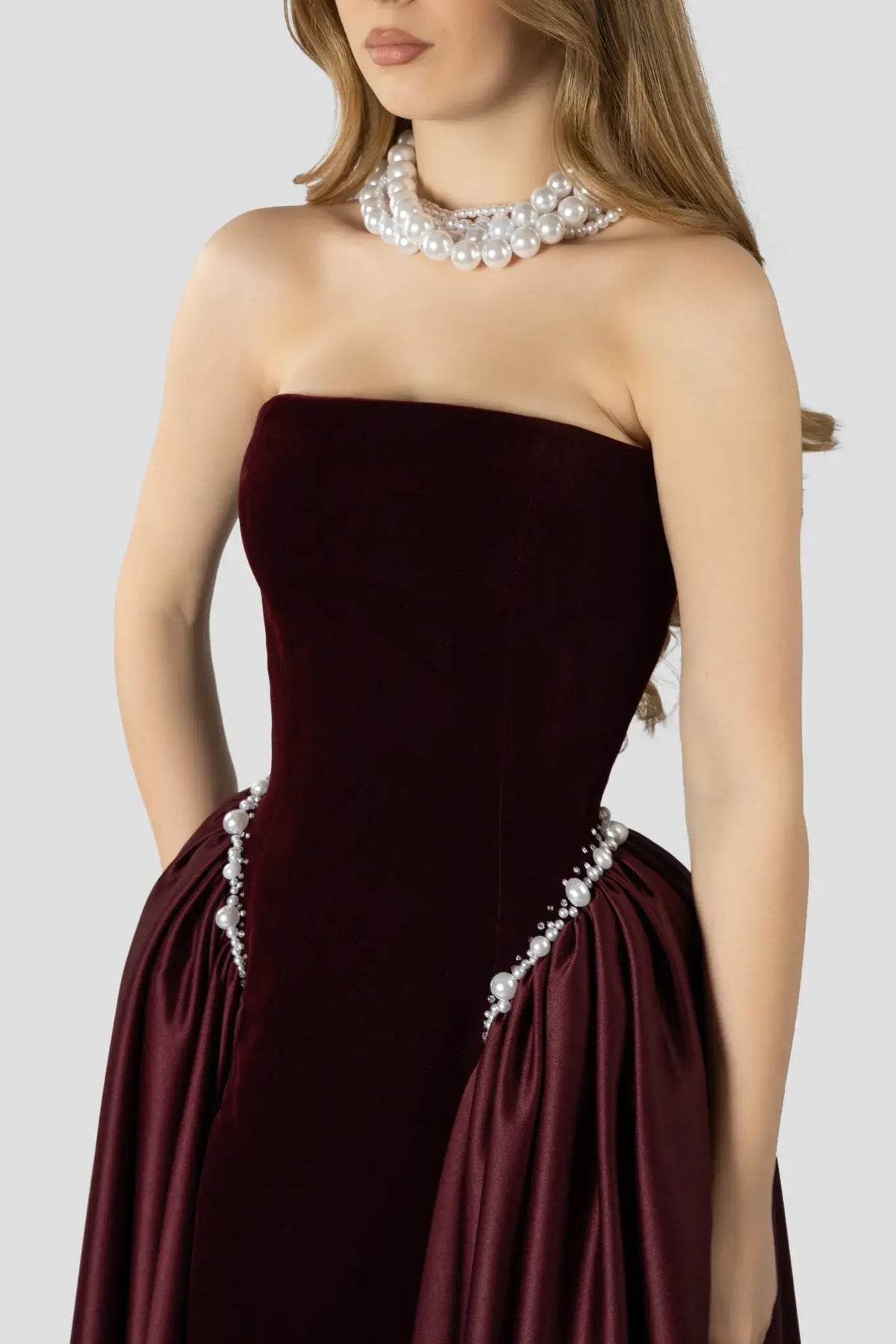 Elegant Black Strapless Evening Dress SF534 