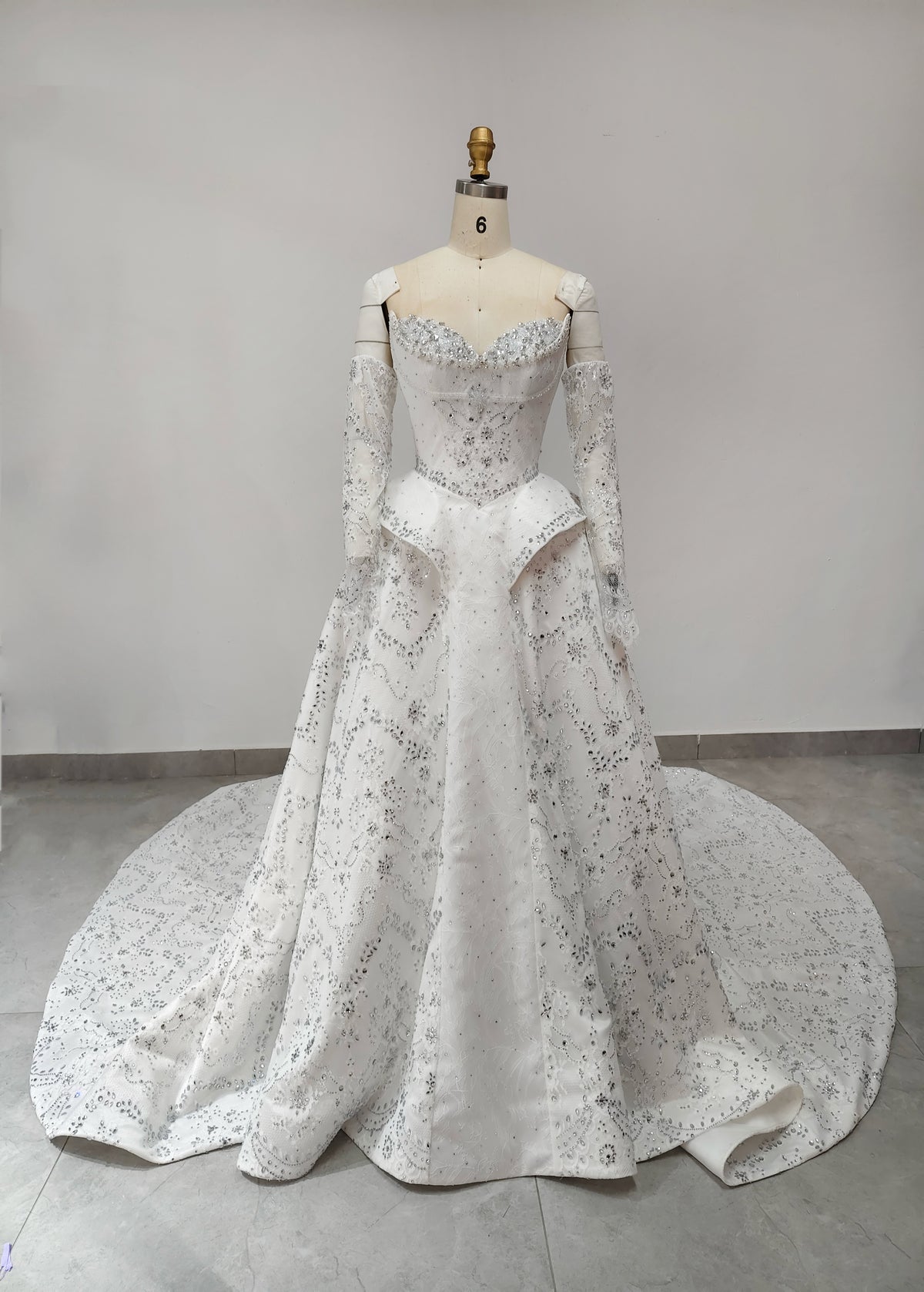 Luxury Off Shoulder Beaded Ball Gown Wedding Dress SW019 