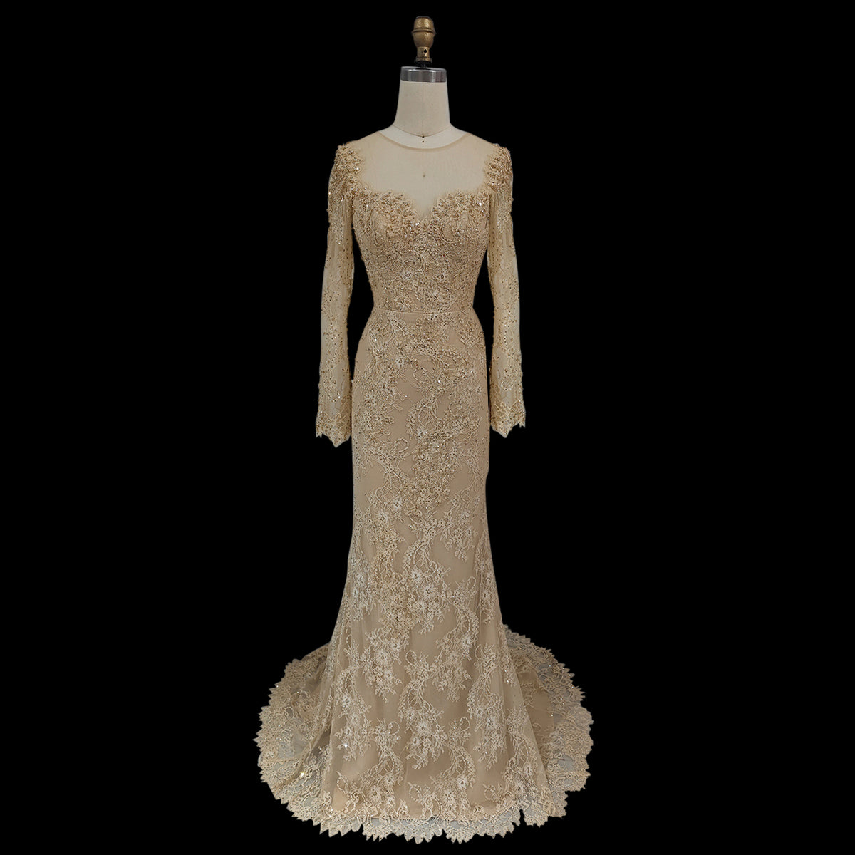 Glamorous Lace Long Sleeves Mermaid Wedding Dress SW122 