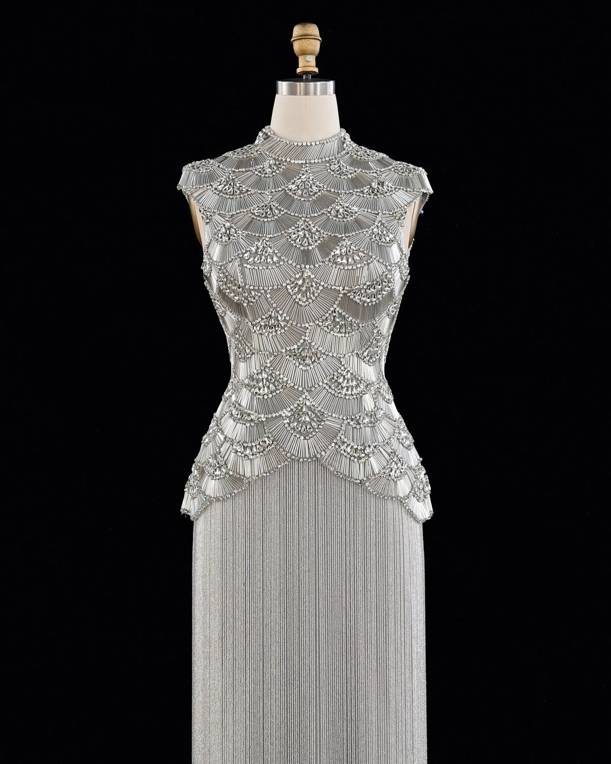 Gold Beaded Fringe Evening Dress SS330-12