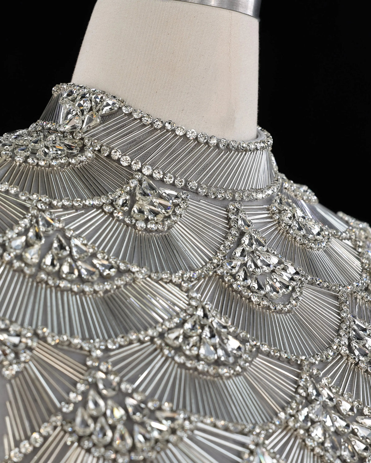 Gold Beaded Fringe Evening Dress SS330-14