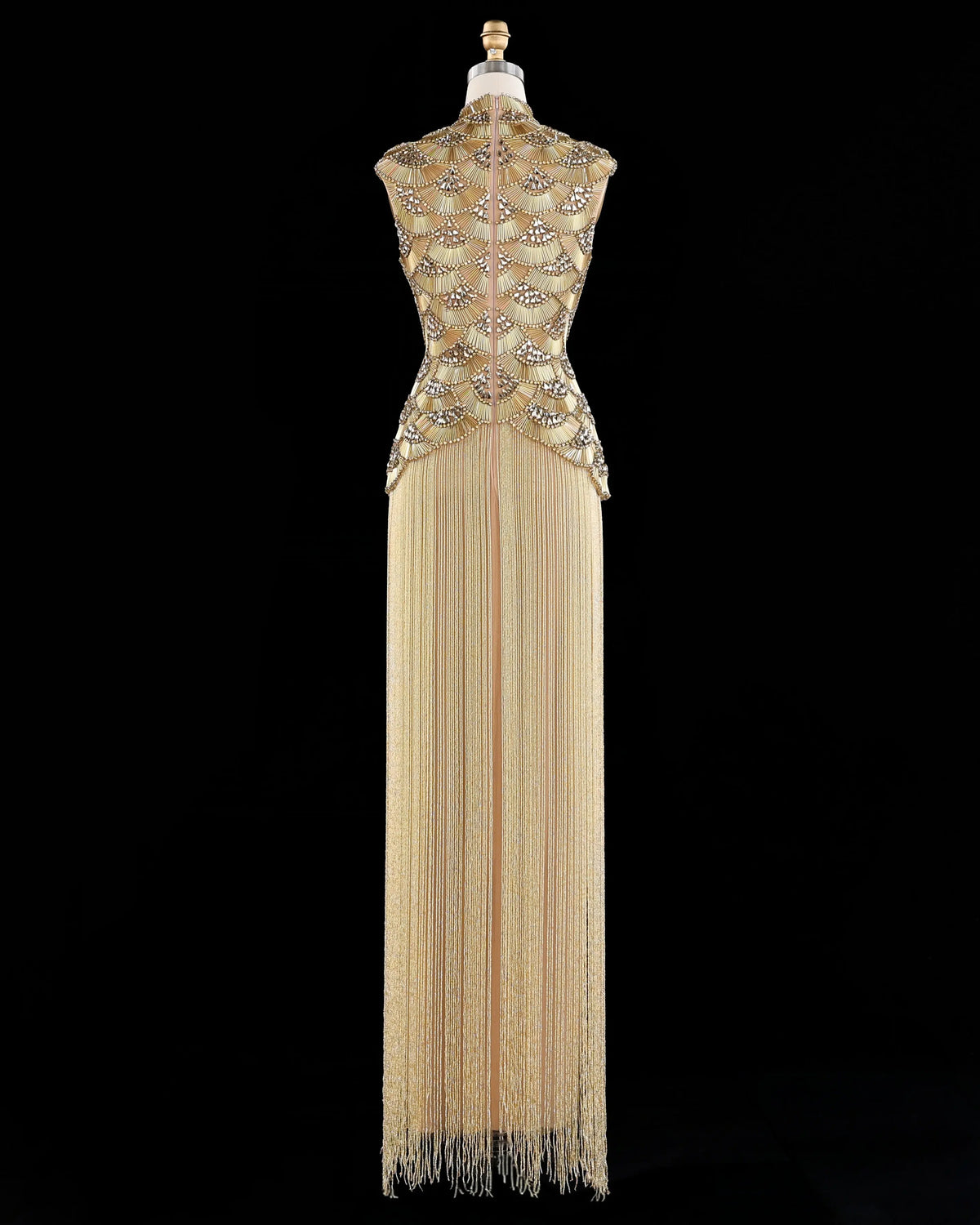 Gold Beaded Fringe Evening Dress SS330-7