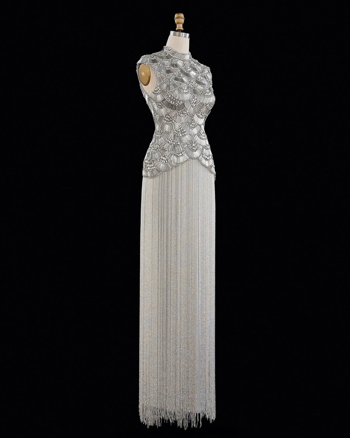 Gold Beaded Fringe Evening Dress SS330-17