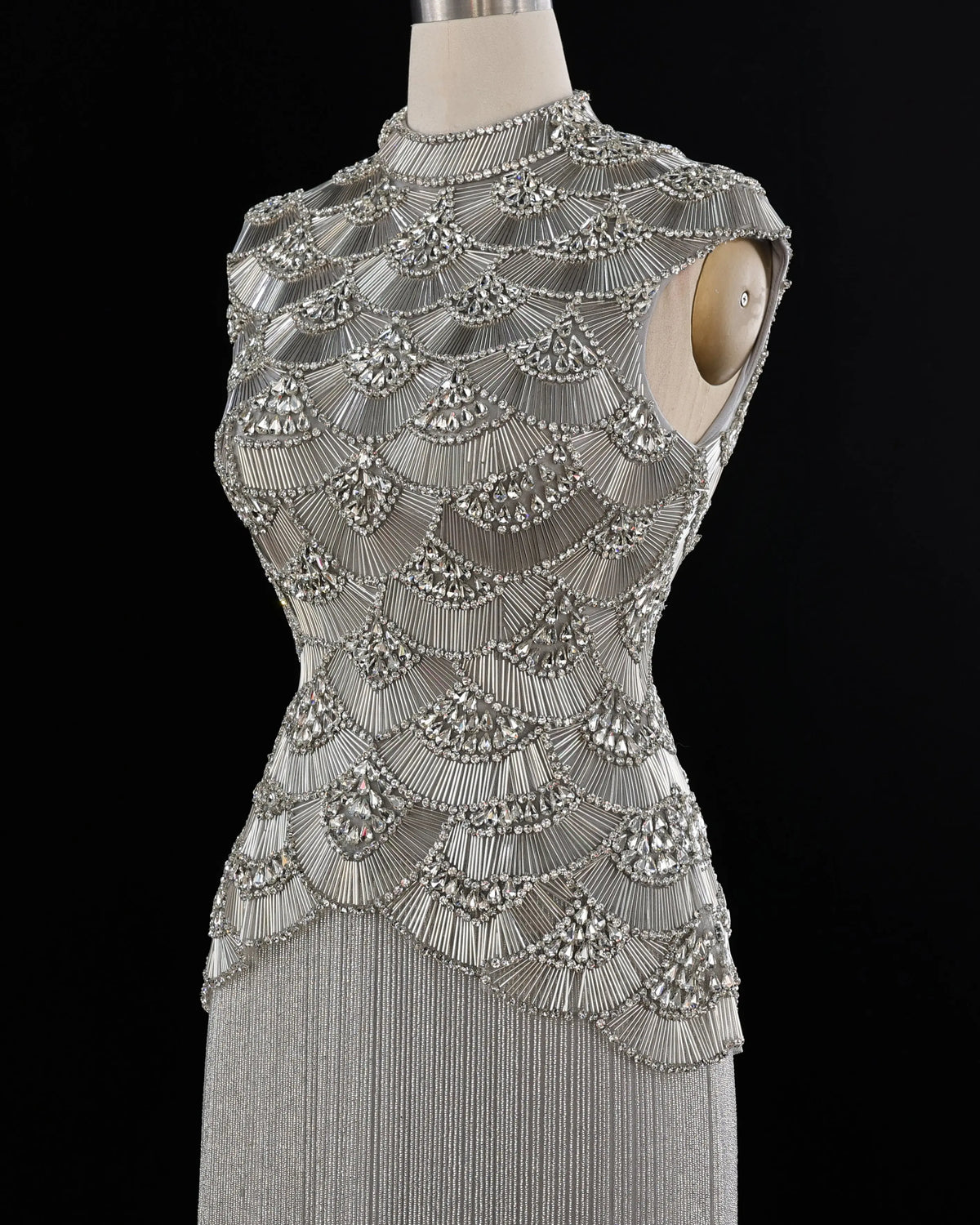 Gold Beaded Fringe Evening Dress SS330-16