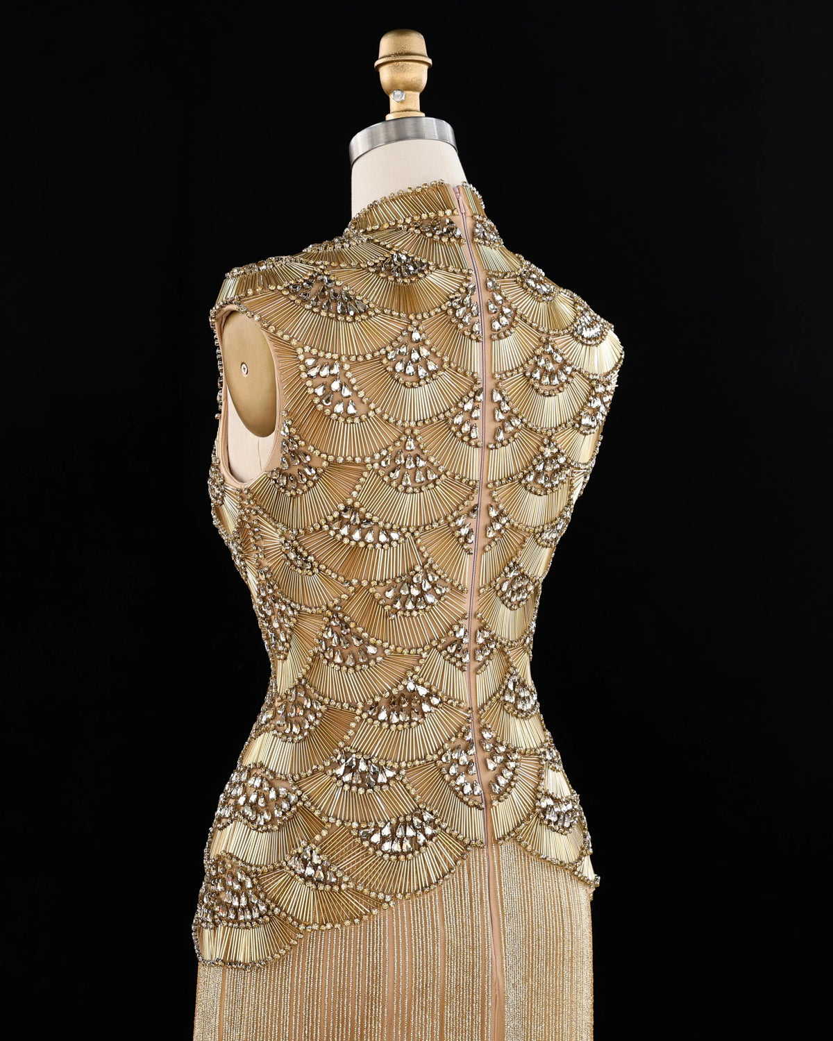 Gold Beaded Fringe Evening Dress SS330-6