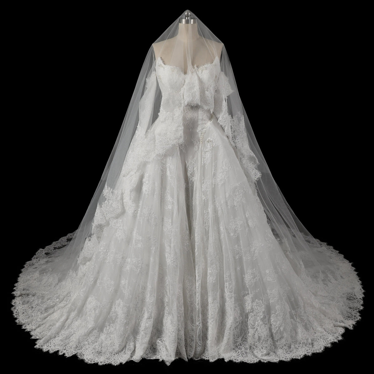 Off White Beaded Ball Gown Wedding Dress SW715