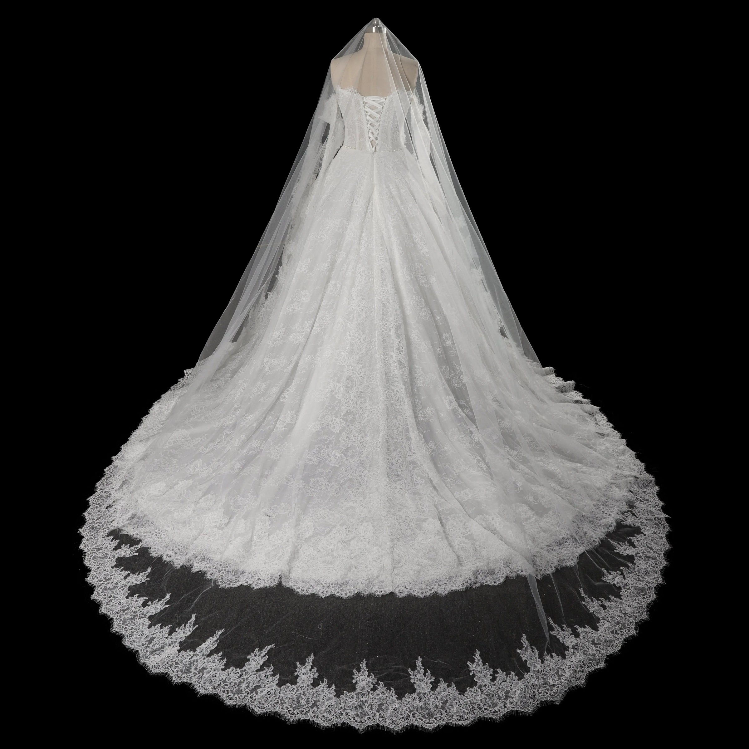 Off White Luxury Ball Gown Wedding Dress Beaded With Veil SW715