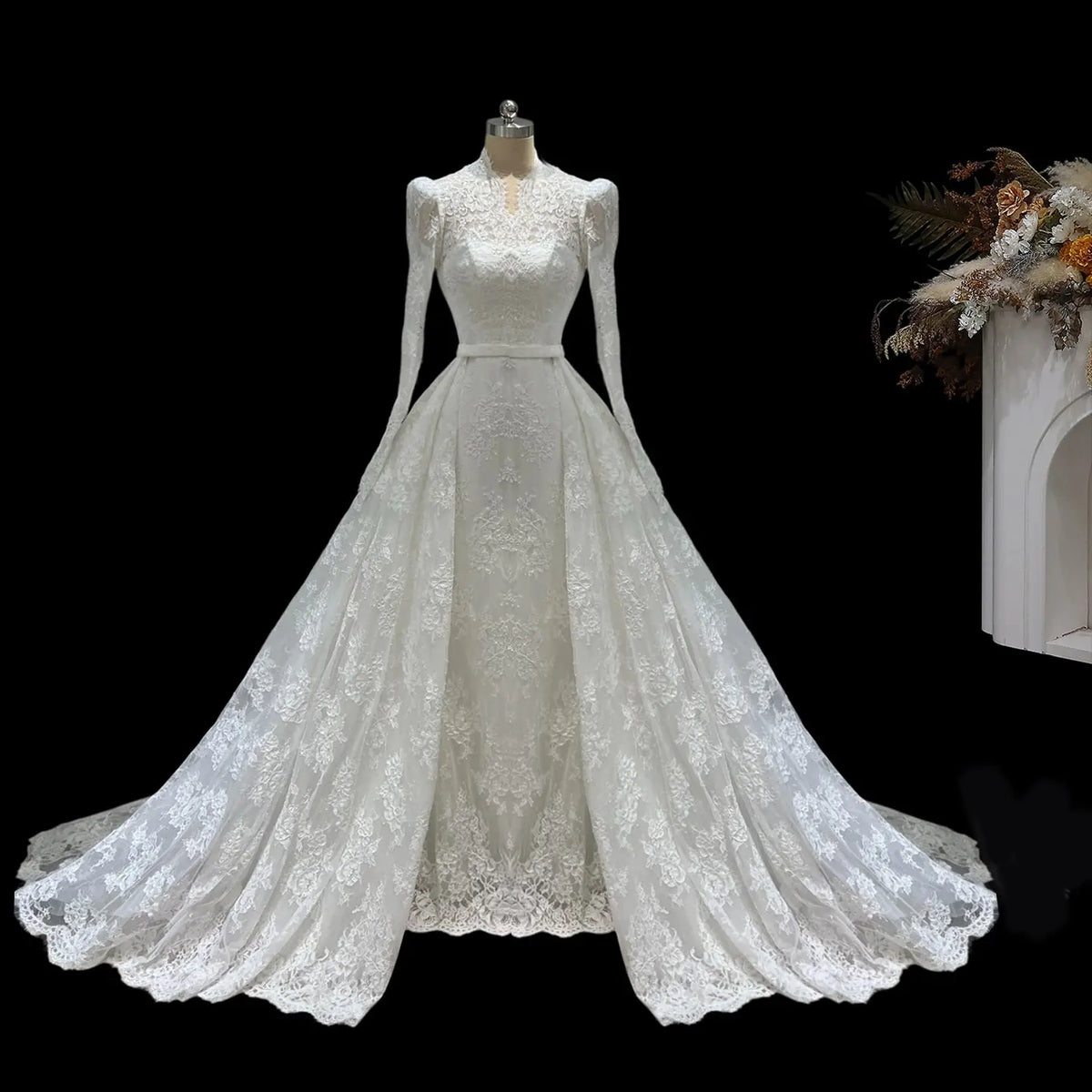 White Beaded Sparkle Mermaid Bridal Wedding Gown SW686