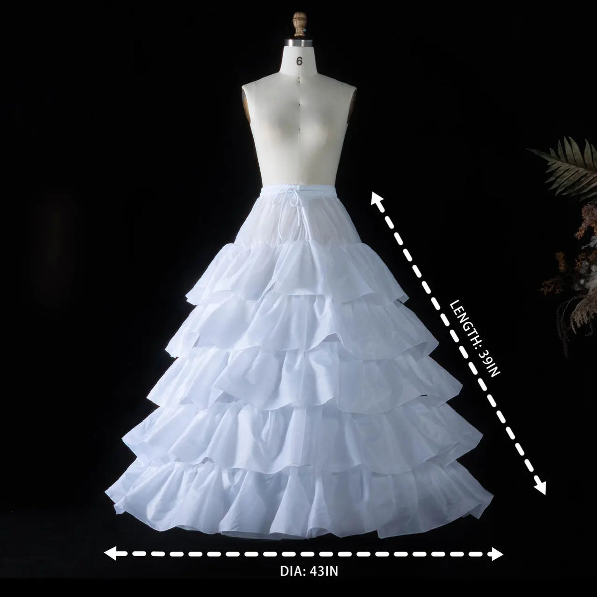 White 5-Tier Ruffled Ball Gown Underskirt Petticoat with 4 Hoops BP001-2