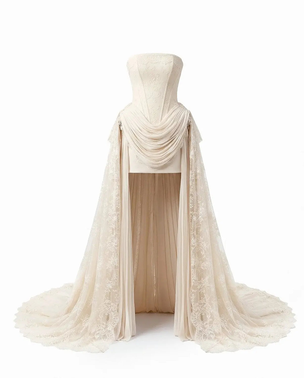 Strapless Corset Lace Train Wedding Dress SW240