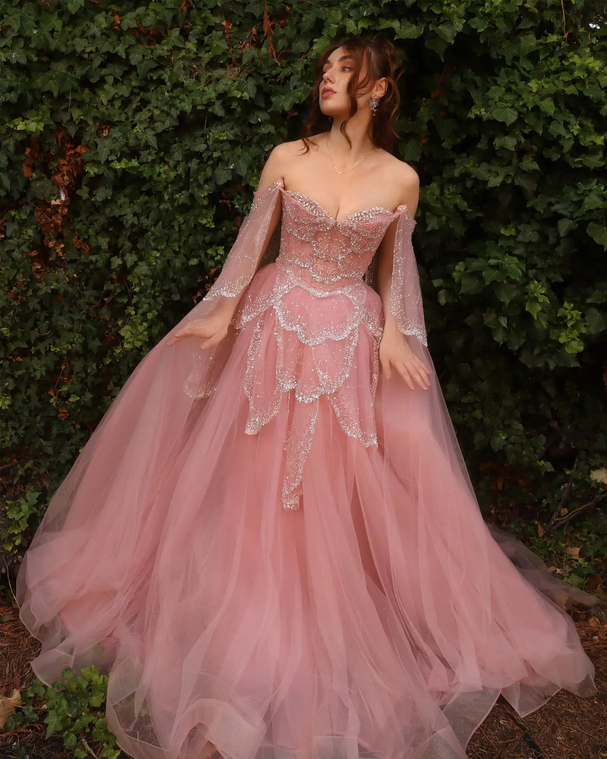 Elegant Off Shoulder Burgundy Prom Dress with Cape Sleeves SS215